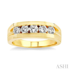 1 Ctw Round Cut Diamond Men's Band in 14K Yellow Gold