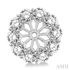 2 Ctw Round Cut Diamond Earrings Jacket in 14K White Gold