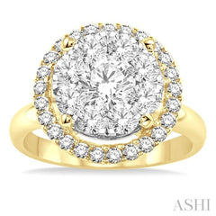 2 Ctw Lovebright Round Cut Diamond Engagement Ring in 14K Yellow and White Gold