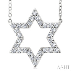1/4 Ctw Star of David Round Cut Diamond Fashion Pendant With Chain in 14K White Gold