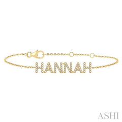 1/4 Ctw 'HANNAH' Block Name Single Cut Diamond Bracelet in 10K Yellow Gold