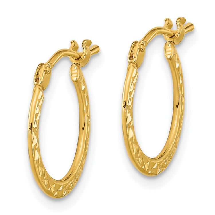14k Gold Polished and Diamond-cut Hoop Earrings