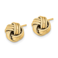 14k 9mm Polished Textured Triple Love Knot Earrings