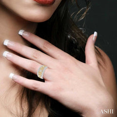 5/8 Ctw Round and Princess Cut Diamond Wide Band in 14K White and Yellow Gold