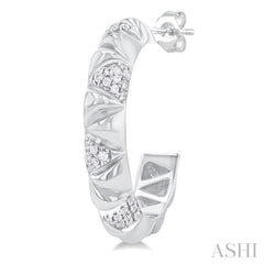 1/3 Ctw Art Deco Inspired Round Cut Diamond Fashion Half Hoop Earring in 10K White Gold