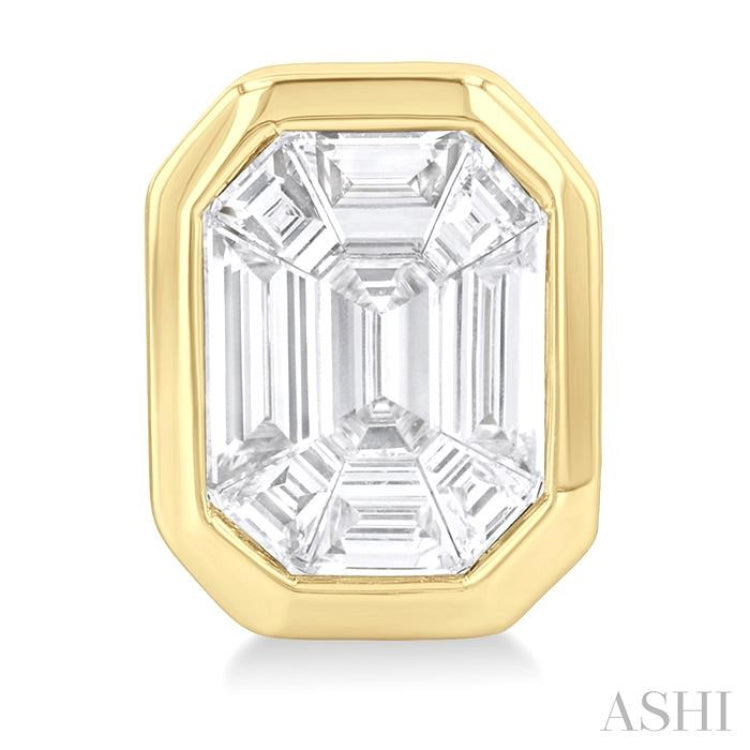 3/8 Ctw Emerald Pie Cut Diamond Fashion Stud Earring in 14K Yellow Gold