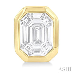 3/8 Ctw Emerald Pie Cut Diamond Fashion Stud Earring in 14K Yellow Gold