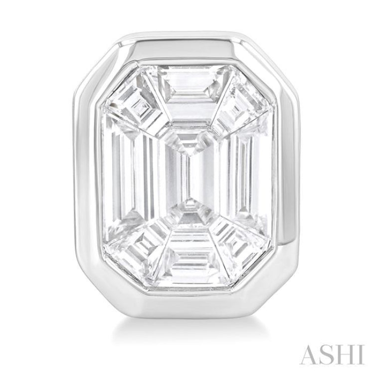 3/8 Ctw Emerald Pie Cut Diamond Fashion Stud Earring in 14K White Gold