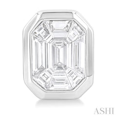 3/8 Ctw Emerald Pie Cut Diamond Fashion Stud Earring in 14K White Gold