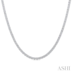 1 Ctw Double Row Round Cut Diamond Necklace in 14K White Gold