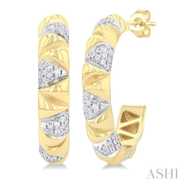 1/3 Ctw Art Deco Inspired Round Cut Diamond Fashion Half Hoop Earring in 10K Yellow Gold