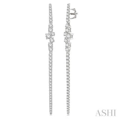 1 Ctw Scatter Center Round Cut Diamond Long Earring in 14K White Gold