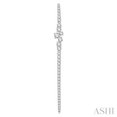 1 Ctw Scatter Center Round Cut Diamond Long Earring in 14K White Gold