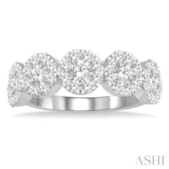 1 1/2 Ctw 5-Stone Lovebright Round Cut Diamond Ring in 14K White Gold
