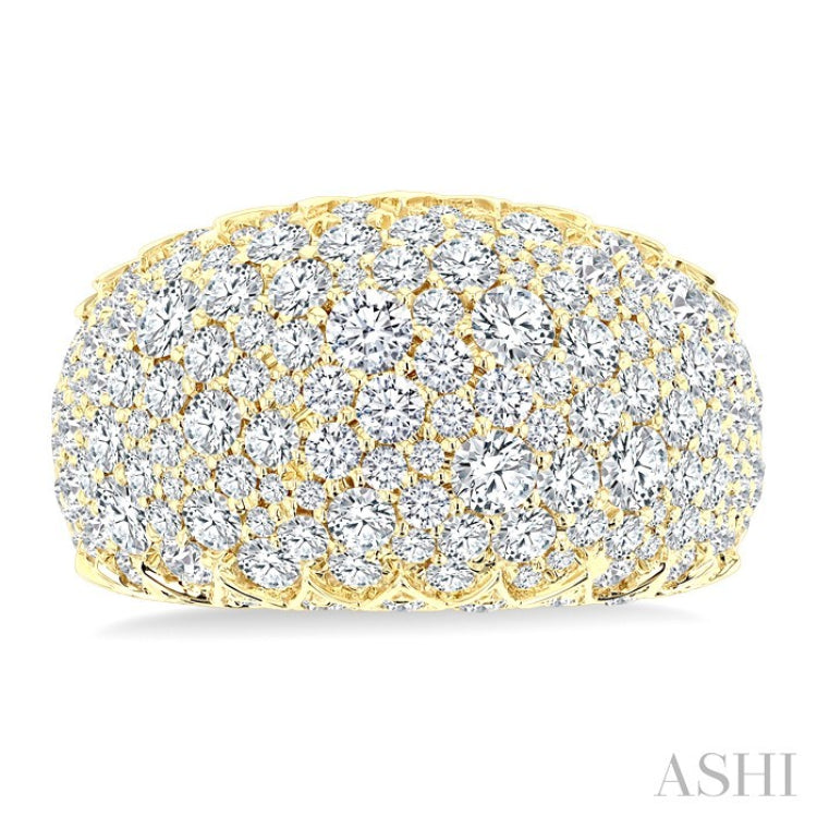 3 1/3 Ctw Round Cut Diamond Fashion Dome Ring in 14K Yellow Gold