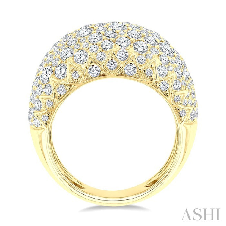 3 1/3 Ctw Round Cut Diamond Fashion Dome Ring in 14K Yellow Gold