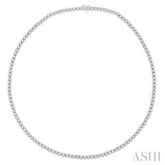 10 Ctw Round Cut Diamond Tennis Necklace in 14K White Gold