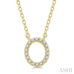 1/20 Ctw Initial 'O' Round Cut Diamond Pendant With Chain in 10K Yellow Gold