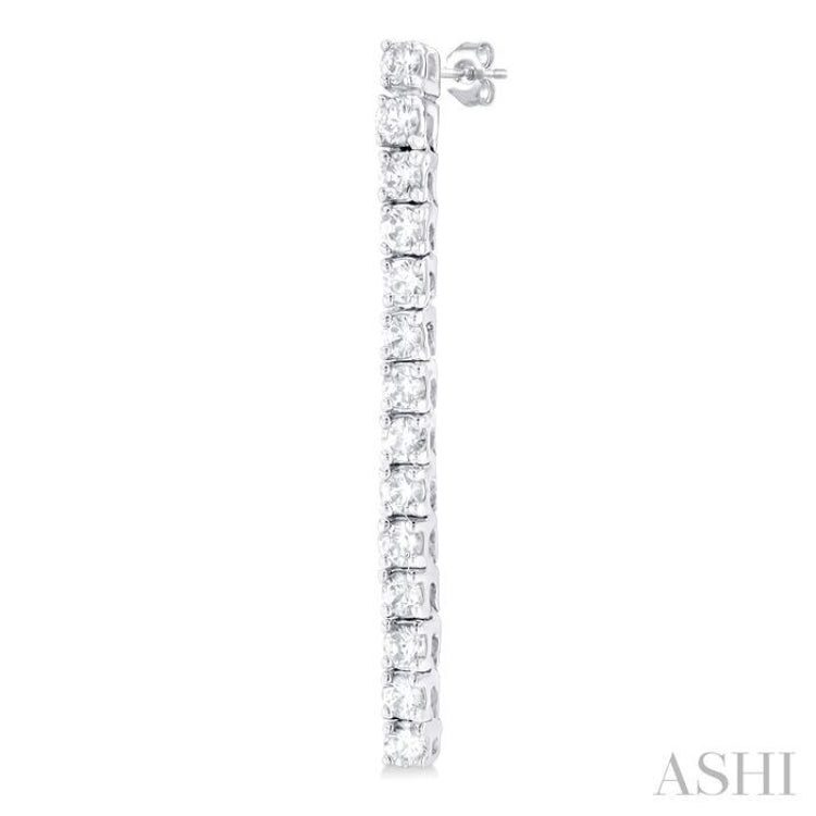 1/2 Ctw Single Line Drop Round Cut Diamond Tennis Earrings in 14K White Gold