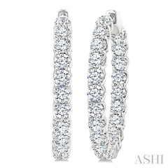 8 Ctw Inside-Out Round Cut Diamond Hoop Earrings in 14K White Gold