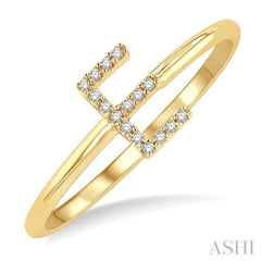 1/20 Ctw Initial 'E' Round Cut Diamond Fashion Ring in 10K Yellow Gold