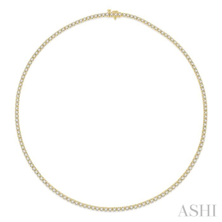 7 Ctw Round Cut Diamond Tennis Necklace in 14K Yellow Gold