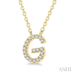 1/20 Ctw Initial 'G' Round Cut Diamond Pendant With Chain in 10K Yellow Gold