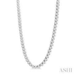 15 Ctw Round Cut Diamond Tennis Necklace in 14K White Gold