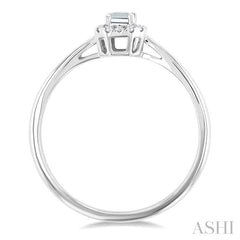 5x3 MM Octagonal Shape White Topaz and 1/20 Ctw Round Cut Diamond Halo Semi-Precious Ring in 10K White Gold