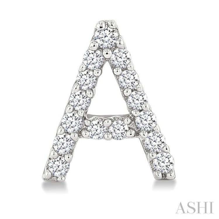 1/10 Ctw Initial'A' Single Cut Diamond Earrings in 10K White Gold
