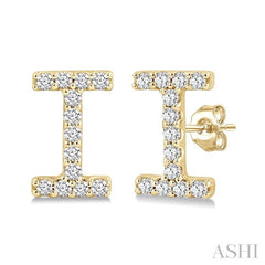 1/10 Ctw Initial 'I' Single Cut Diamond Earrings in 10K Yellow Gold