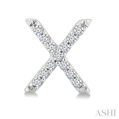 1/10 Ctw Initial 'X' Single Cut Diamond Earrings in 10K White Gold
