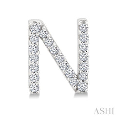 1/8 Ctw Initial 'N' Single Cut Diamond Earrings in 10K White Gold