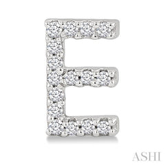 1/10 Ctw Initial 'E' Single Cut Diamond Earrings in 10K White Gold