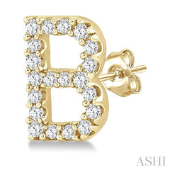 1/8 Ctw Initial 'B' Single Cut Diamond Earrings in 10K Yellow Gold