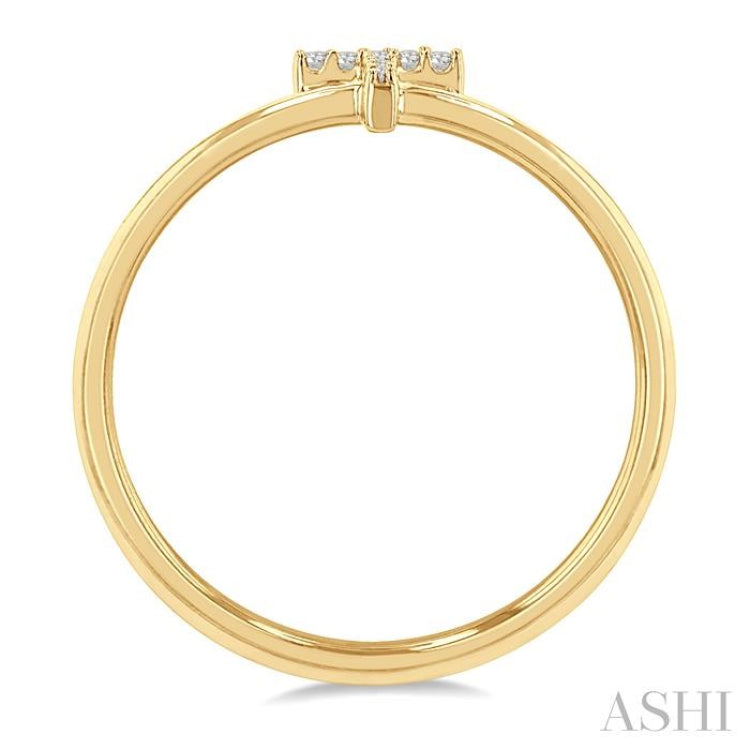 1/20 Ctw Initial 'T' Round Cut Diamond Fashion Ring in 10K Yellow Gold