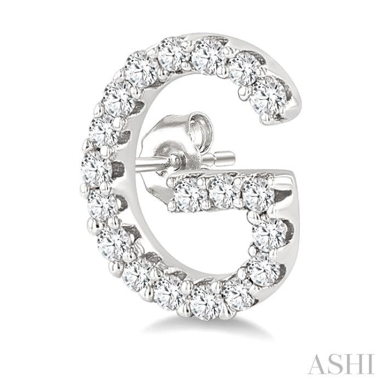 1/8 Ctw Initial 'G' Single Cut Diamond Earrings in 10K White Gold
