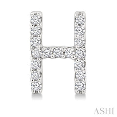 1/10 Ctw Initial 'H' Single Cut Diamond Earrings in 10K White Gold