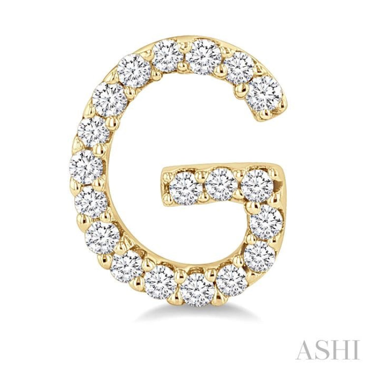 1/8 Ctw Initial 'G' Single Cut Diamond Earrings in 10K Yellow Gold