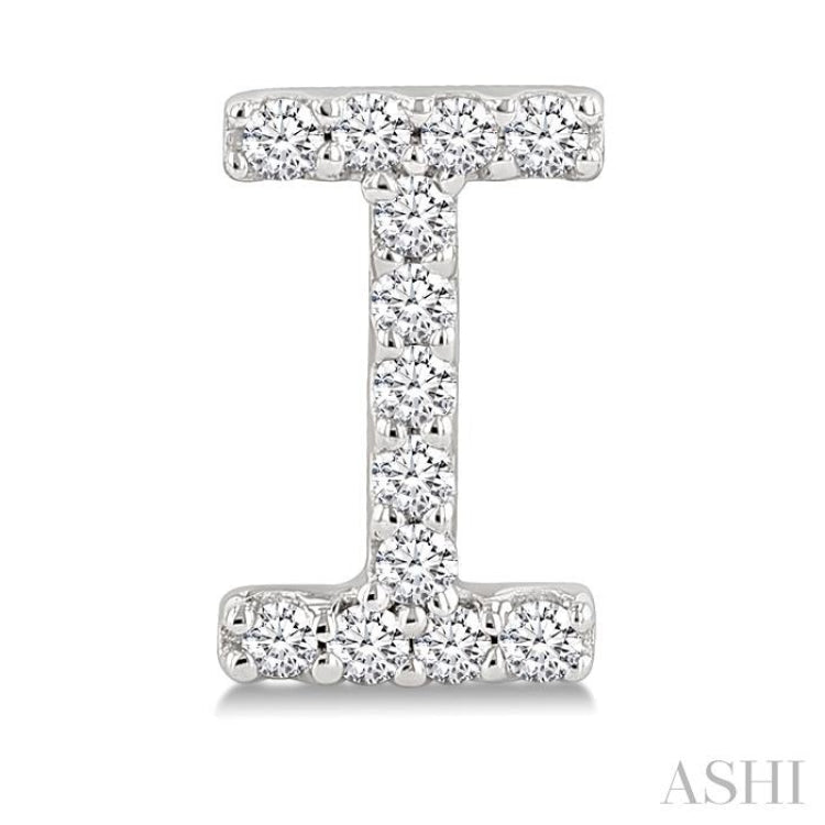1/10 Ctw Initial 'I' Single Cut Diamond Earrings in 10K White Gold