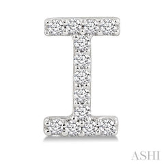 1/10 Ctw Initial 'I' Single Cut Diamond Earrings in 10K White Gold