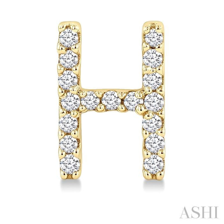 1/10 Ctw Initial 'H' Single Cut Diamond Earrings in 10K Yellow Gold