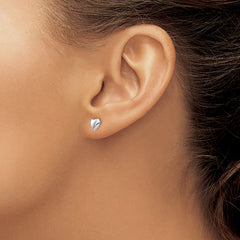 14k White Gold 6mm Heart Post Stud Earrings
