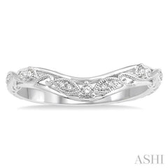 1/10 Ctw Round Cut Diamond Wedding Band in 14K White Gold