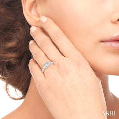 1/2 Ctw Diamond Engagement Ring with 1/3 Ct Princess Cut Center Stone in 14K White Gold