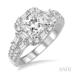 7/8 Ctw Diamond Semi-mount Engagement Ring in 14K White Gold