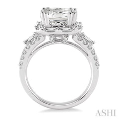1 1/3 Ctw Diamond Semi-mount Engagement Ring in 14K White Gold