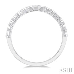 1/4 Ctw Straight Row Baguette Cut Diamond Stackable Fashion Band in 14K White Gold