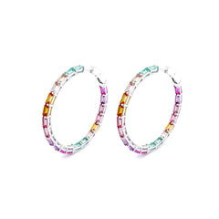 45 Mm Fancy Lab-Grown Sapphire Hoop Earrings