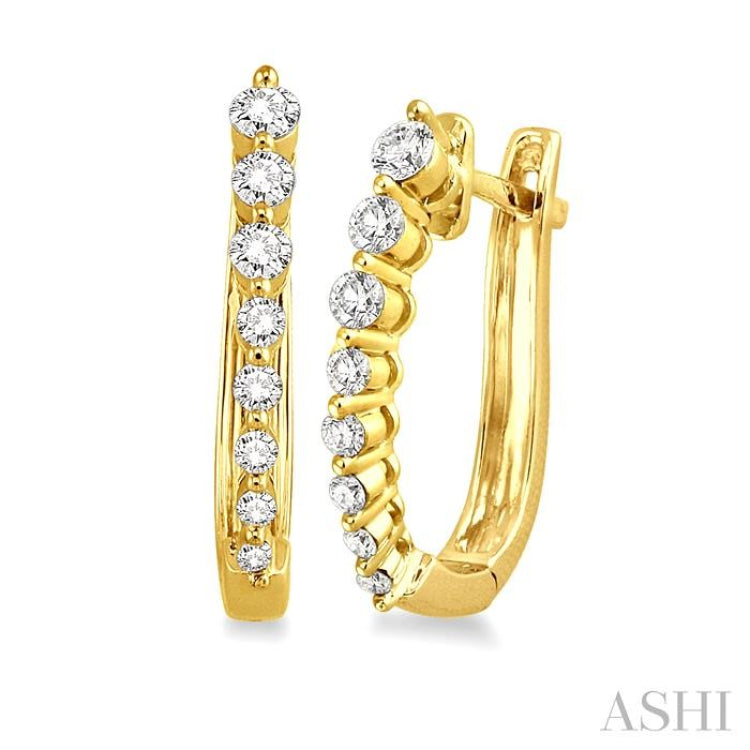 1/2 Ctw Journey Hoop Earrings in 14K Yellow Gold